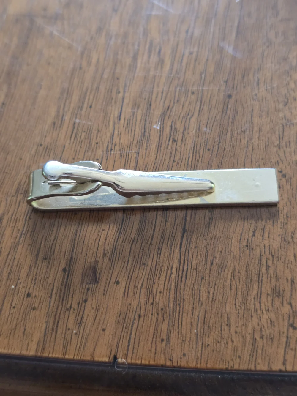 Gold-Tone Geometric Cufflink and Tie Clip Set